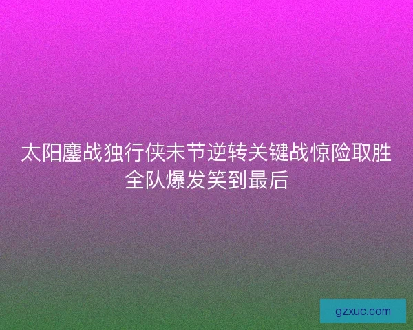 太阳鏖战独行侠末节逆转关键战惊险取胜全队爆发笑到最后